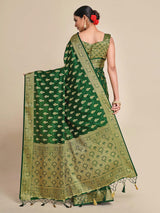 Mimosa Womens Art Silk Saree Kanjivaram BGreen Color