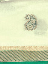 Mimosa Womens Art Silk Saree Kanjivaram style Halfwhite Color