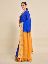 Mimosa Womens Chiffon Saree Banarasi style Royal Blue Color