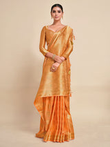 Mimosa Womens Crepe Saree Mysore Silk Peach Color