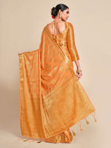 Mimosa Womens Crepe Saree Mysore Silk Peach Color