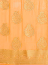 Mimosa Womens Crepe Saree Mysore Silk Peach Color