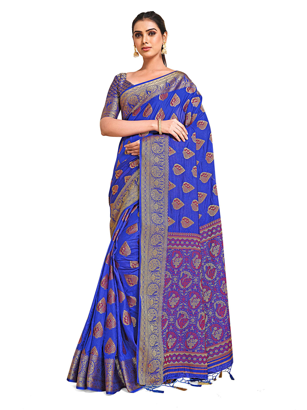 Mimosa Womens Art Silk Saree Kanjivaram Violet Color