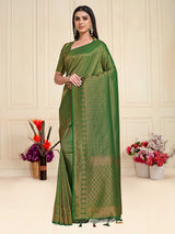 Mimosa Womens Art Silk Saree Kanjivaram Green Color