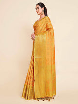 Mimosa Womens Art Silk Saree Kanjivaram Yellow Color