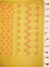 Mimosa Womens Art Silk Saree Kanjivaram Yellow Color