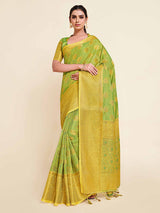 Mimosa Womens Art Silk Saree Kanjivaram Yellow Color