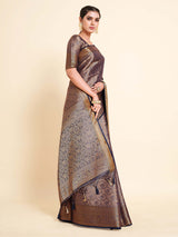 Mimosa Womens Art Silk Saree Kanjivaram Navy Blue Color