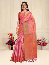 Mimosa Womens Art Silk Saree Kanjivaram Pink Color