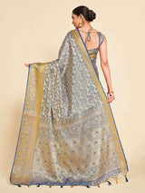 Mimosa Womens Art Silk Saree Kanjivaram Grey Color