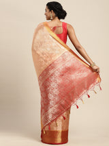 Mimosa Womens Art Silk Saree Kanjivaram Peach Color