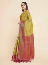 Mimosa Womens Art Silk Saree Kanjivaram Yellow Color