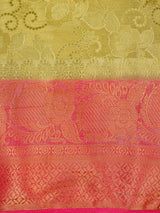 Mimosa Womens Art Silk Saree Kanjivaram Yellow Color