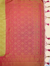 Mimosa Womens Art Silk Saree Kanjivaram Yellow Color