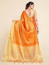 Mimosa Womens Art Silk Saree Kanjivaram Orange Color