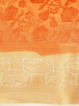 Mimosa Womens Art Silk Saree Kanjivaram Orange Color