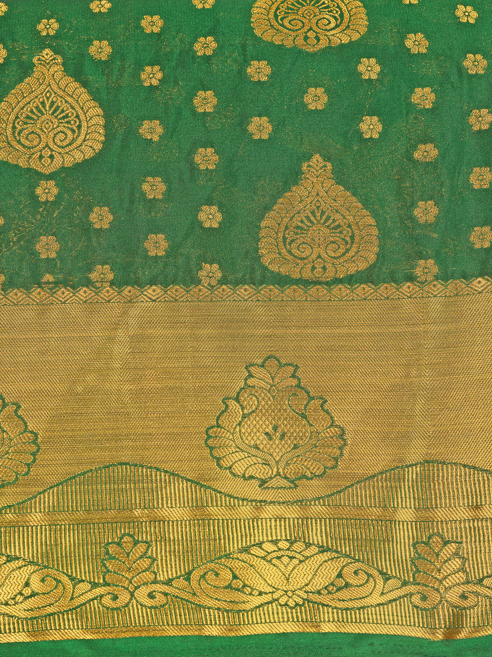 Mimosa Womens Crepe Saree Mysore Silk Green Color