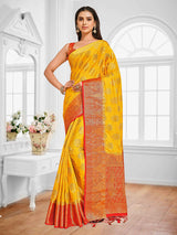 Mimosa Womens Crepe Saree Mysore Silk Gold Color