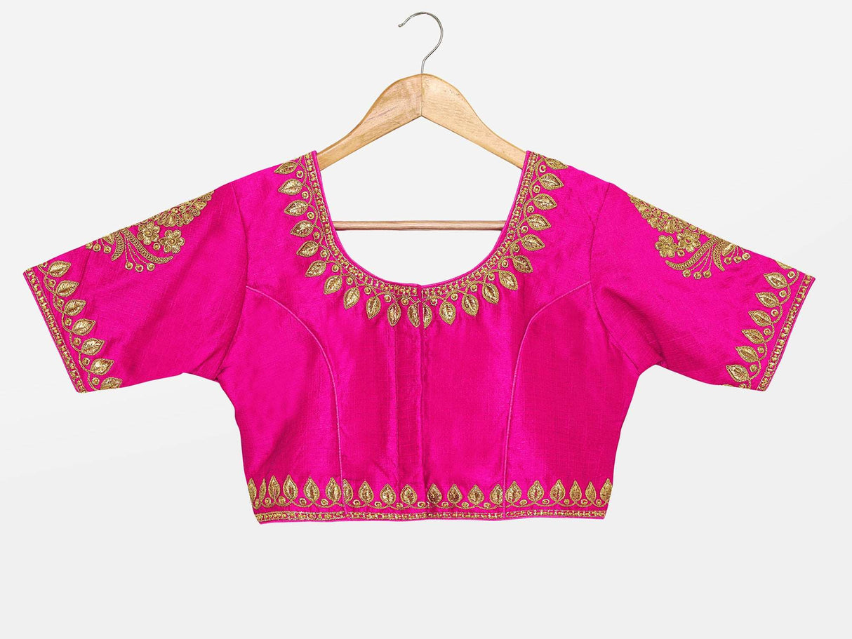 MIMOSA Semi Stitched Raw Silk Blouse Embroidery Work