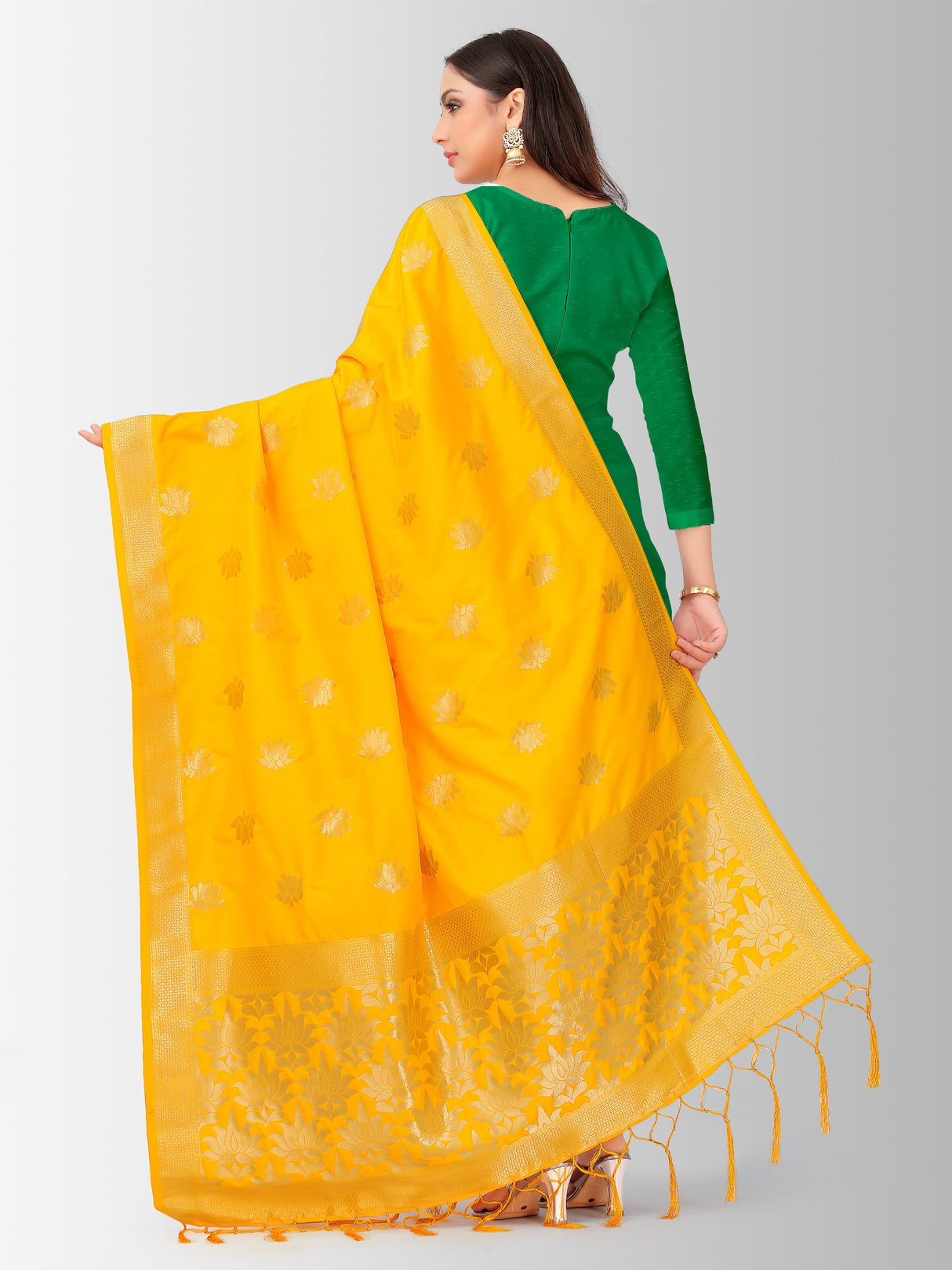 MIMOSA Women's Floral Art Silk Dupatta