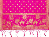 MIMOSA Women's Banarasi Art Silk dupatta Color Pink