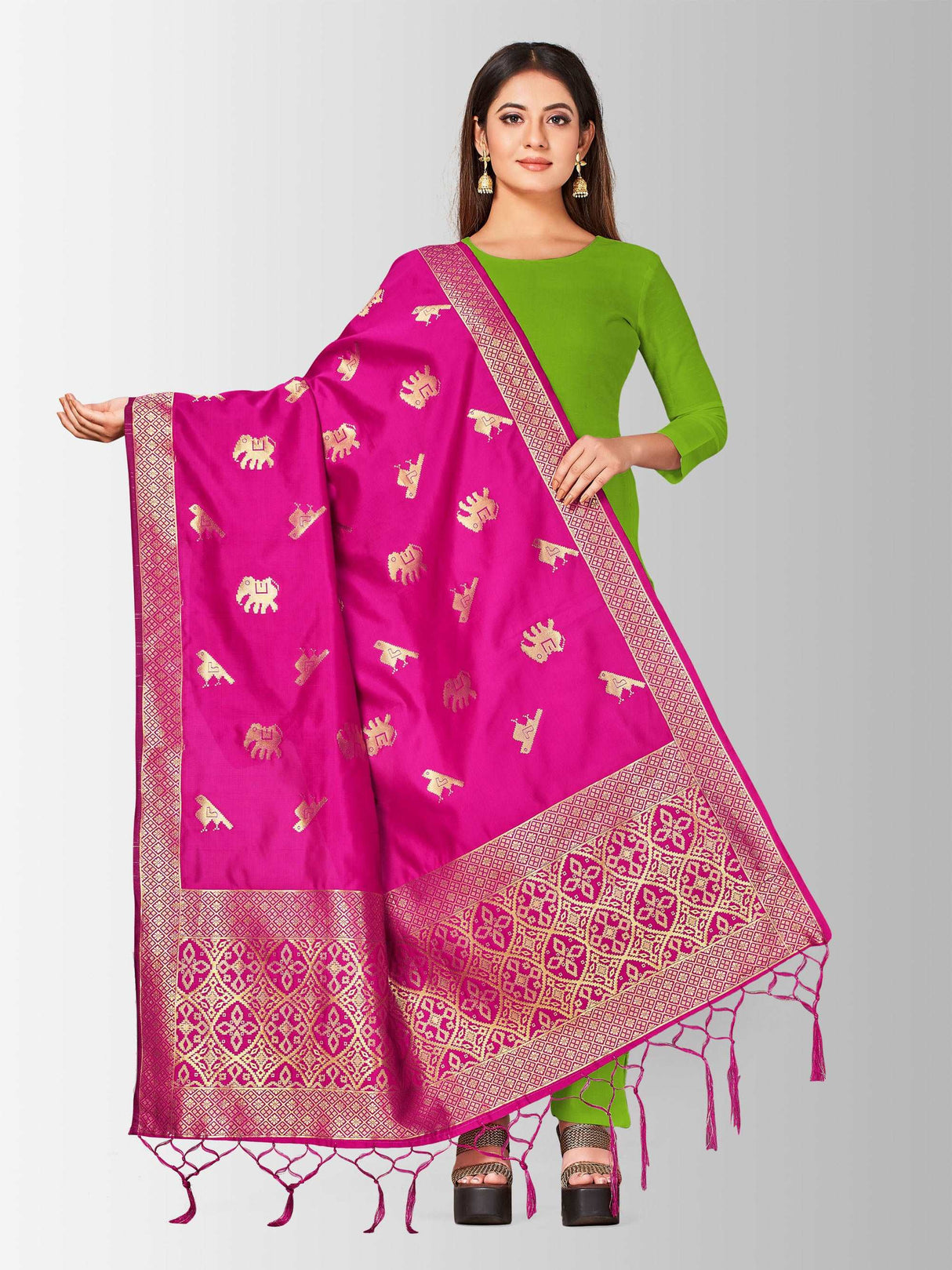 Mimosa Women's Banarasi Art Silk dupatta Color