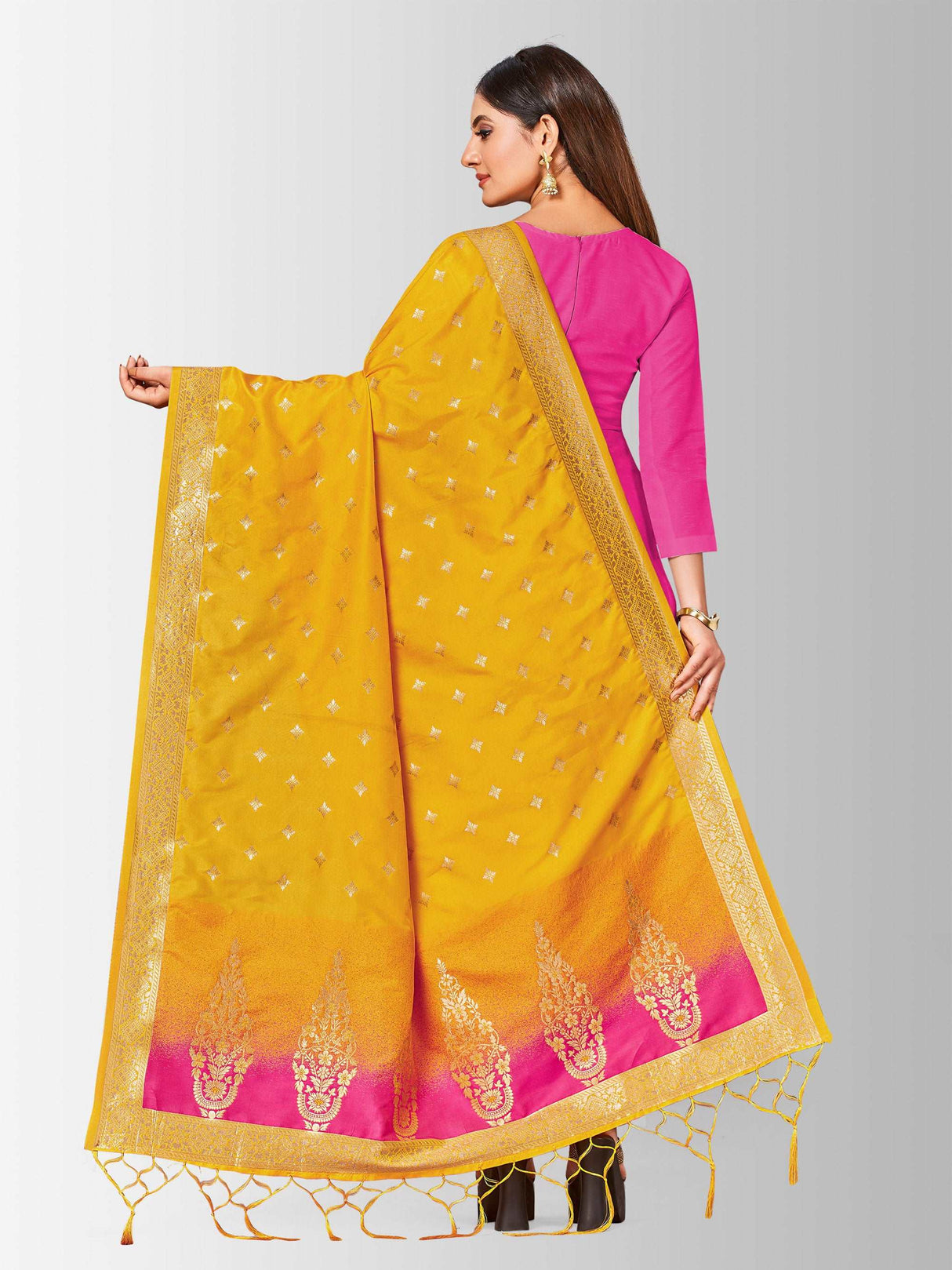 MIMOSA Women's Banarasi Art Silk dupatta Color