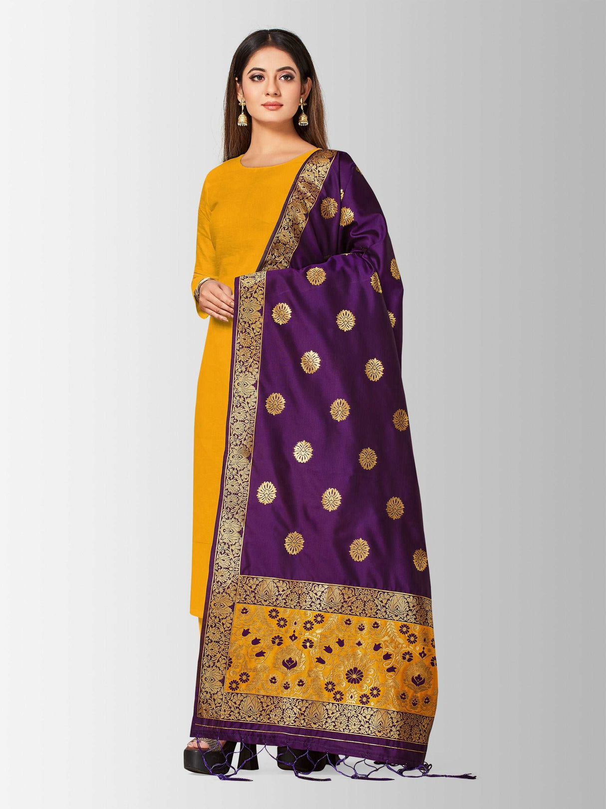 Mimosa Women's Banarasi Art Silk dupatta Color