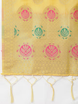 MIMOSA Yellow & Gold-Toned Woven Design Dupatta