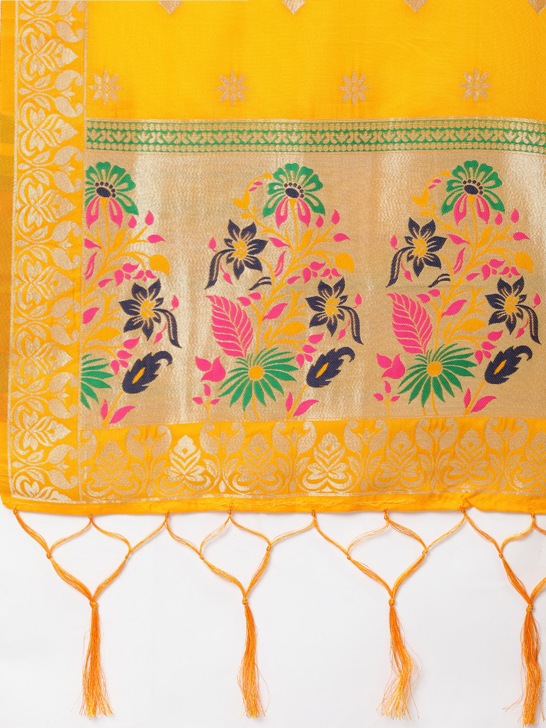 MIMOSA Yellow & Gold-Toned Woven Design Dupatta