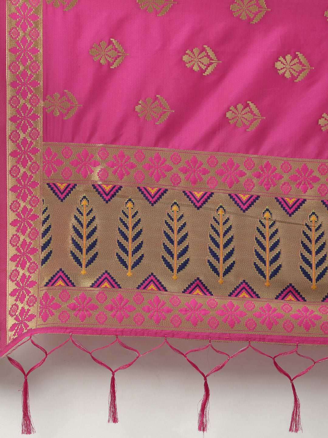 MIMOSA Pink & Gold-Coloured Woven Design Dupatta