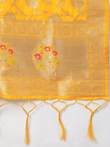 MIMOSA Yellow & Gold-Toned Woven Design Dupatta