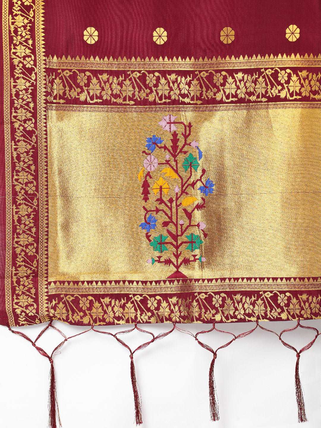 MIMOSA Maroon & Gold-Toned Woven Design Dupatta