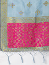 MIMOSA Blue & Gold-Toned Woven Design Dupatta