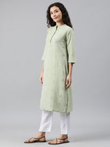 Mimosa Women Green Embroidered Straight Kurta