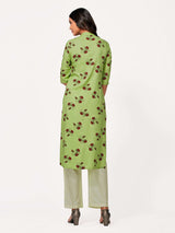 Mimosa Women Green Color Printed Straight Kurta