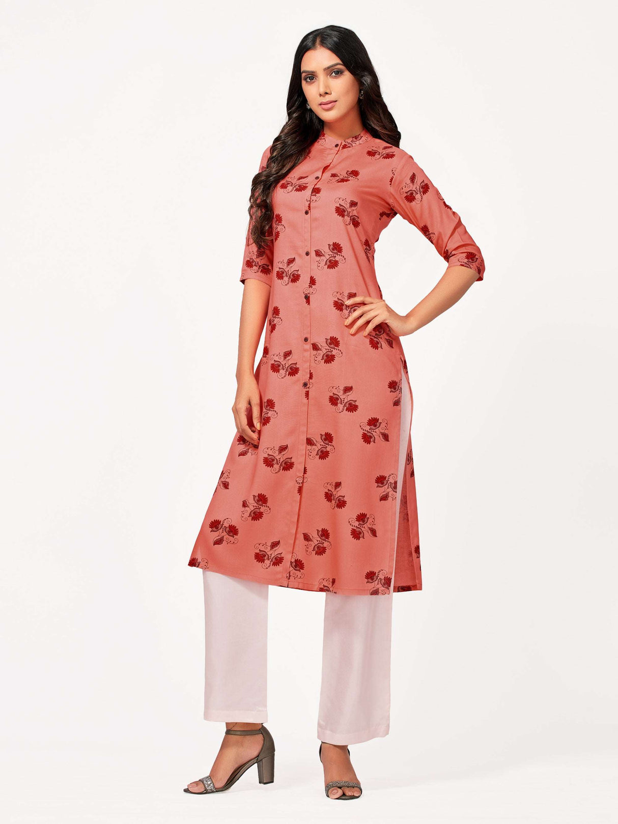 Mimosa Women Orange Color Printed Straight Kurta