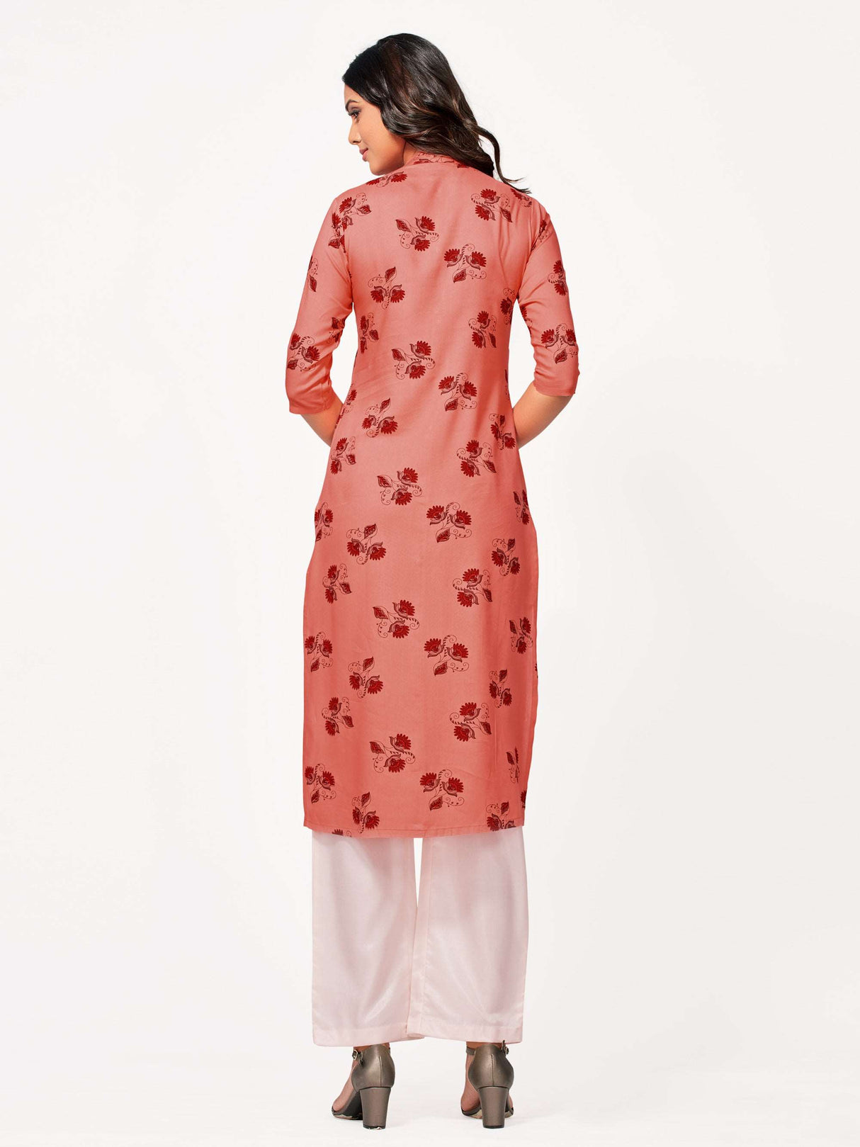 Mimosa Women Orange Color Printed Straight Kurta