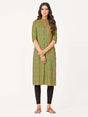 Mimosa Women Green Color Printed Straight Kurta