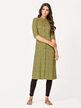 Mimosa Women Green Color Printed Straight Kurta