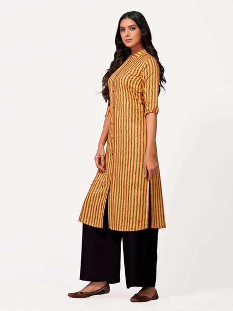 Mimosa Women Yellow Color Printed Straight Kurta