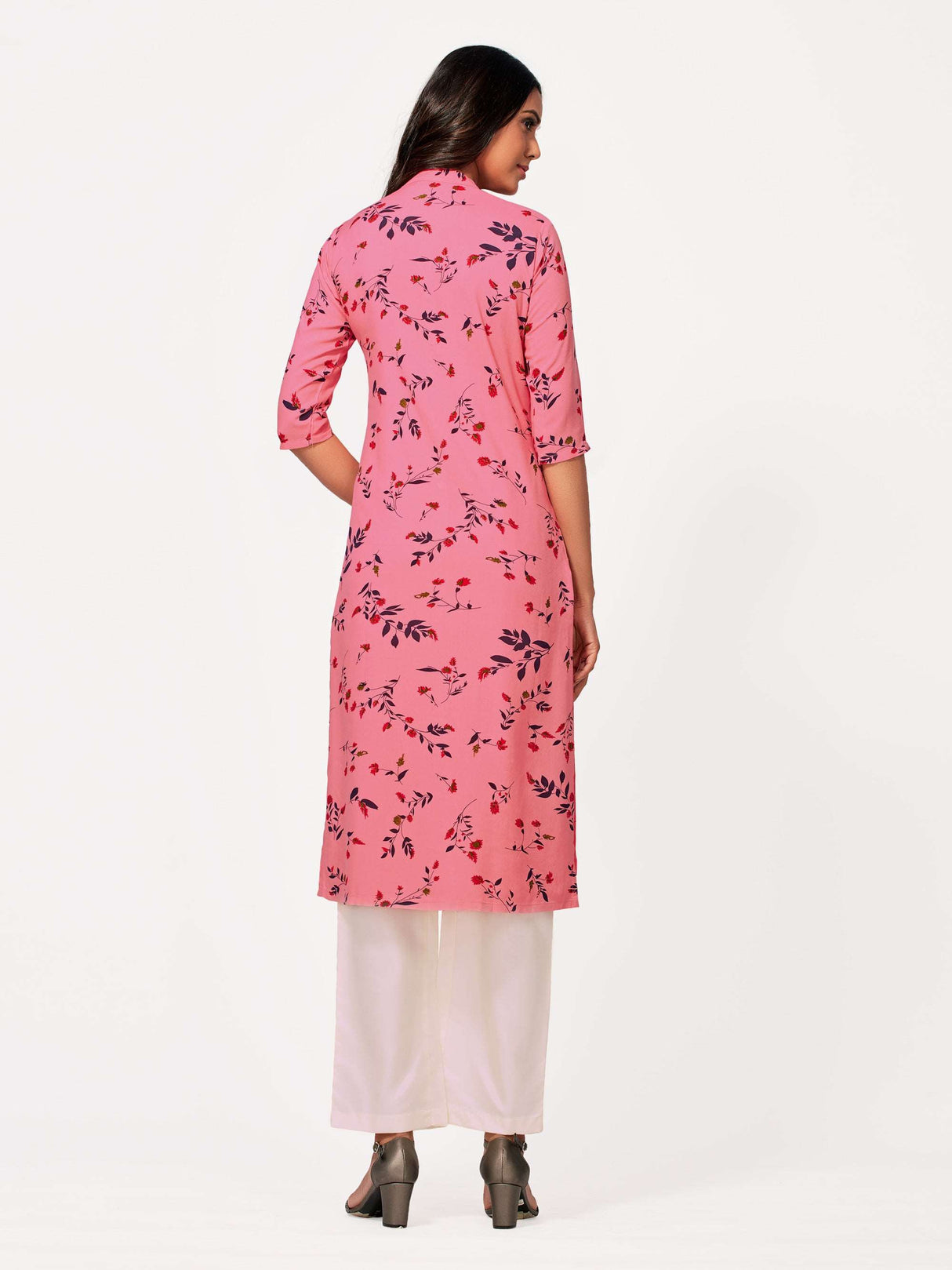 Mimosa Women Pink Color Printed Straight Kurta