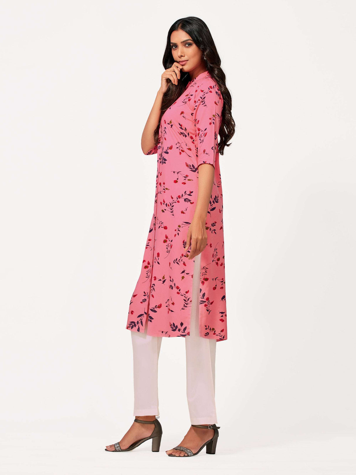 Mimosa Women Pink Color Printed Straight Kurta