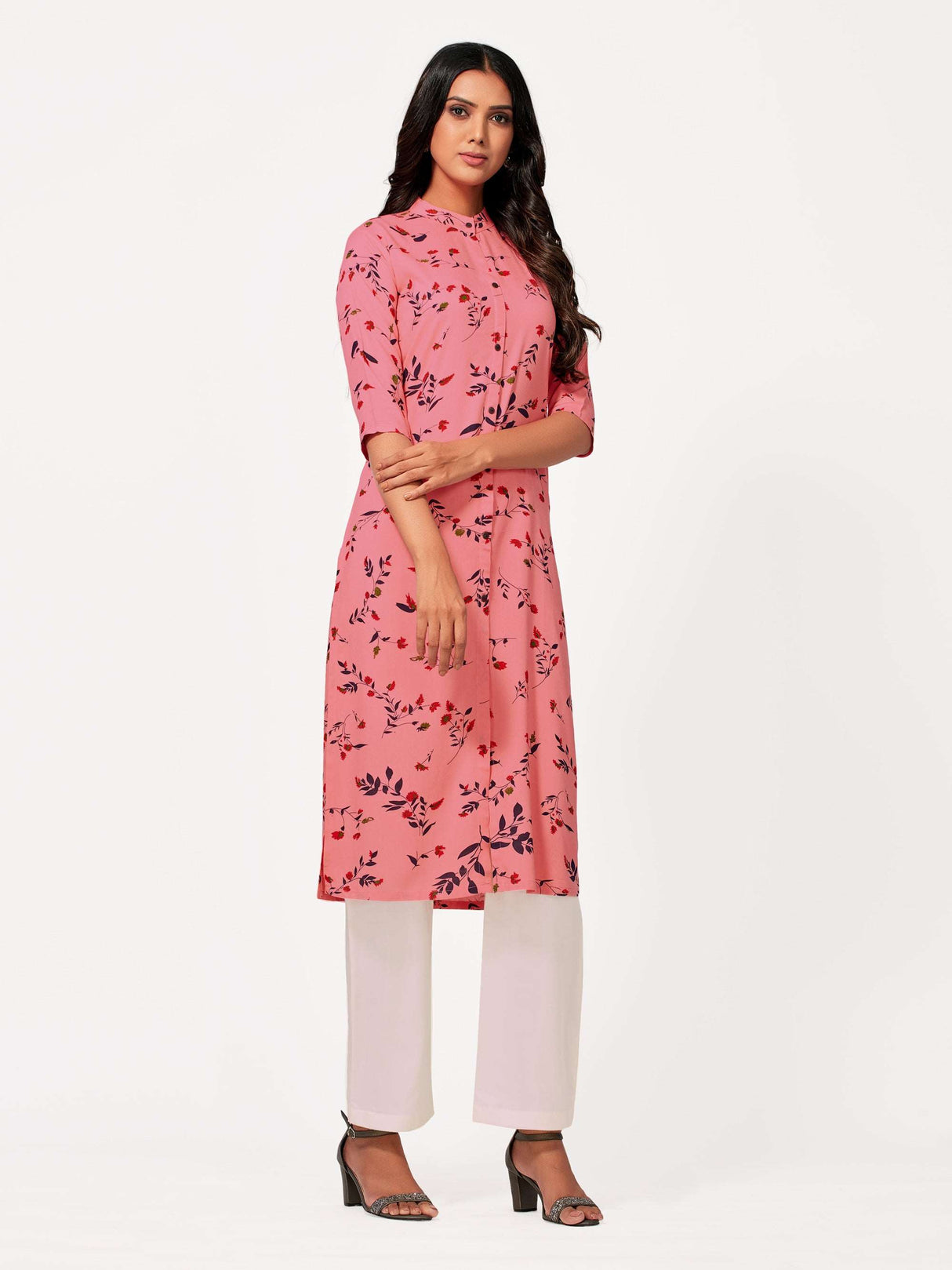 Mimosa Women Pink Color Printed Straight Kurta