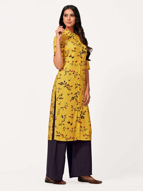 Mimosa Women Yellow Color Printed Straight Kurta