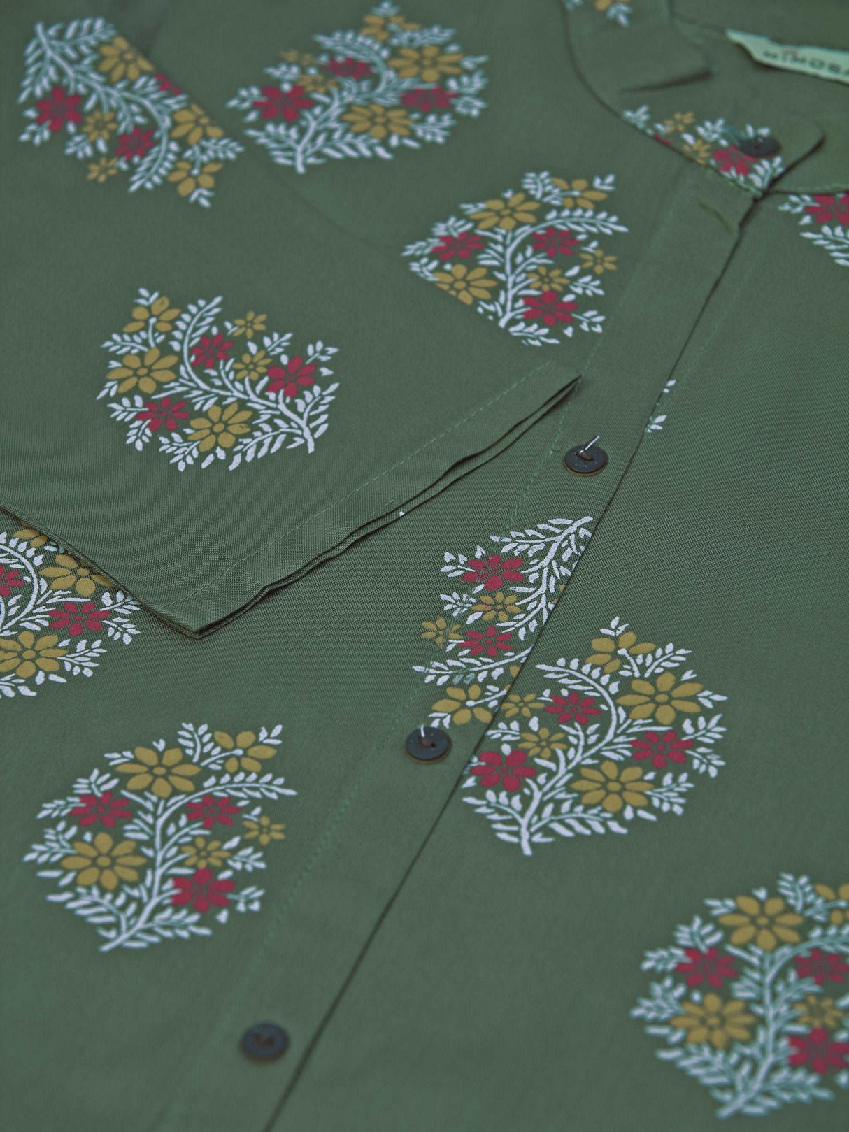 Mimosa Women Khaki Green Color Printed Straight Kurta