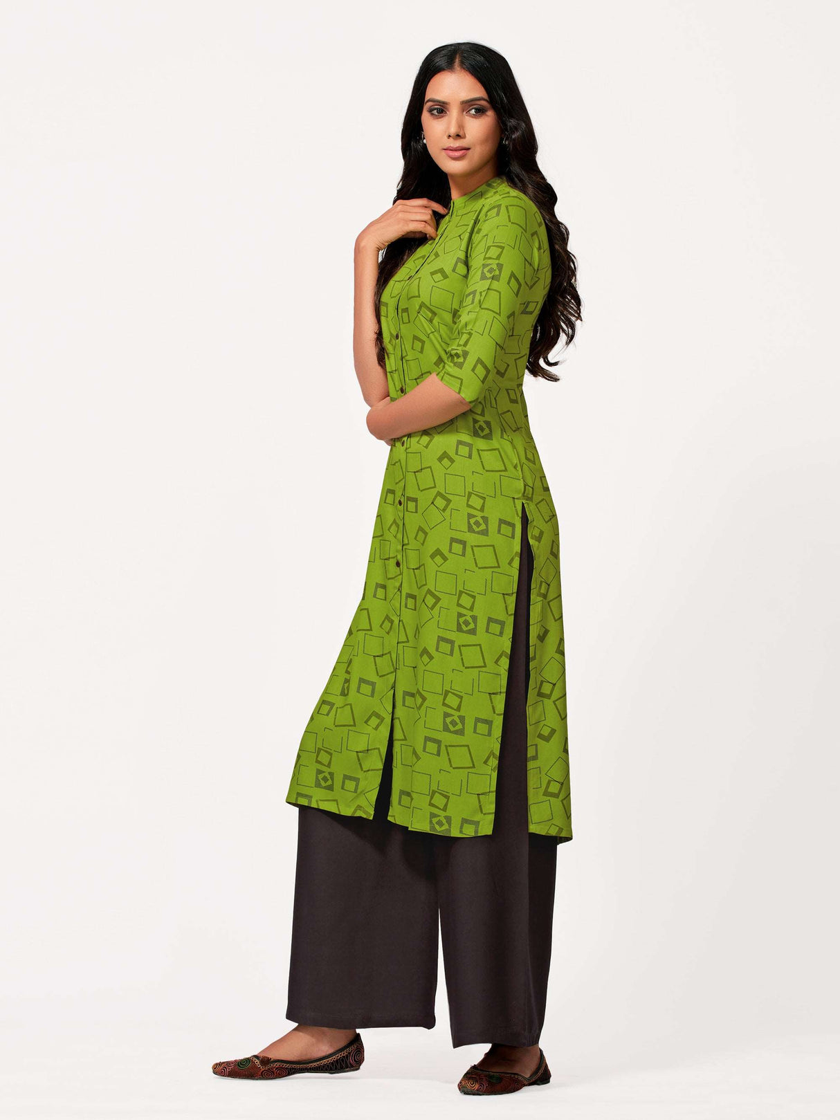 Mimosa Women Green Color Printed Straight Kurta