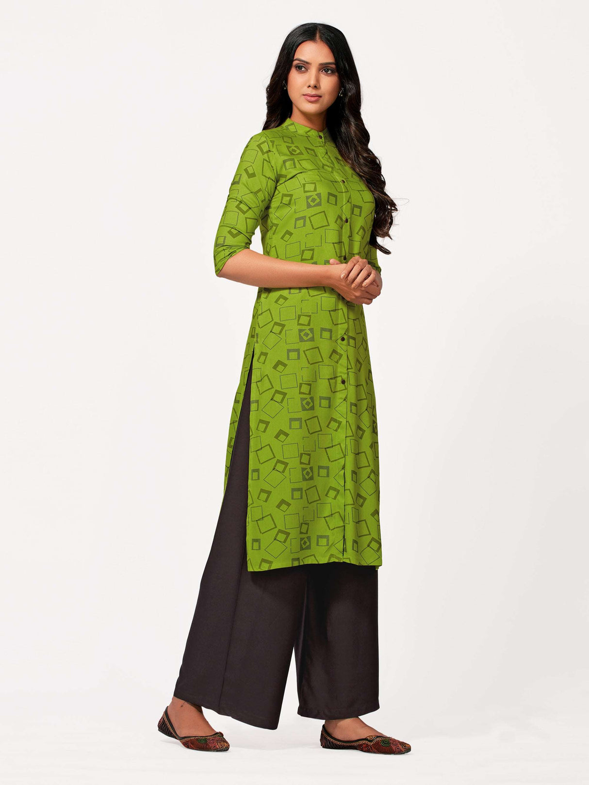 Mimosa Women Green Color Printed Straight Kurta