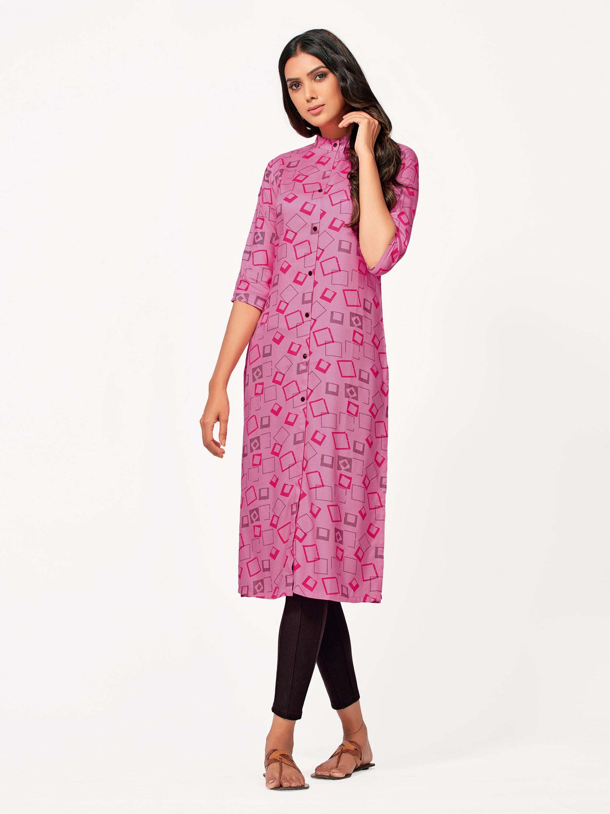 Mimosa Women Pink Color Printed Straight Kurta