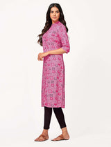 Mimosa Women Pink Color Printed Straight Kurta